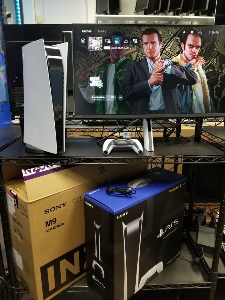 Sony Gaming Combo: - Playstation 5 (PS5) 825GB Digital Console CFI-1215B  and - FHD IPS Monitor SDM-U27M90 27" 144Hz, 1ms NVIDIA G-SYNC with Stand  and Controller - Store - Sell Your Macbook