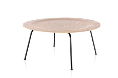 Herman Miller Eames Molded Plywood Coffee Table Metal Base, Finish: White Ash, Leg Finish: Black