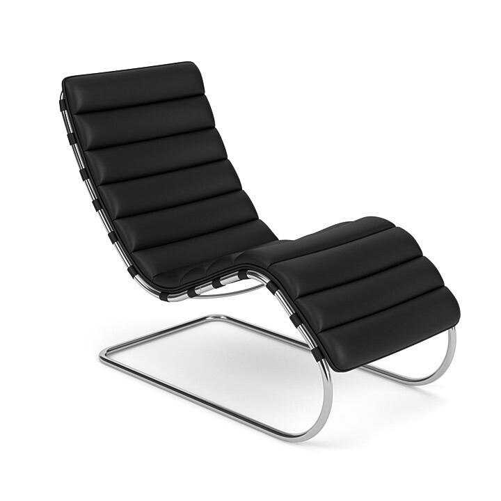 Knoll MR Chaise Lounge, Upholstery: Volo, Black