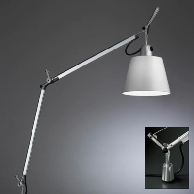 Artemide Tolomeo with Shade Table Lamp, Color: Silver Fiber, Base: Inset Pivot