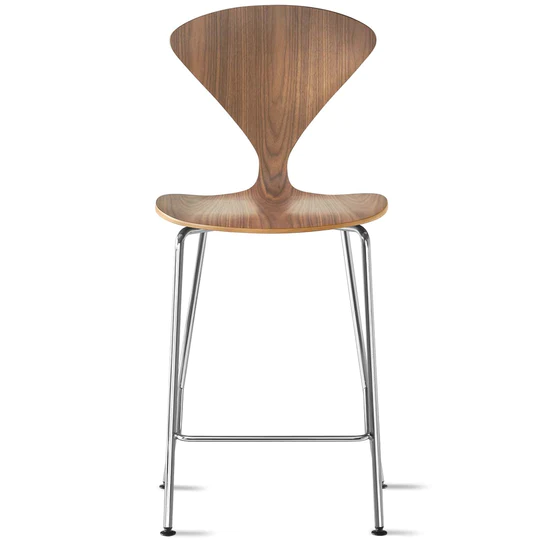 Cherner Metal Base Stool, Wood Finish: Natural Walnut