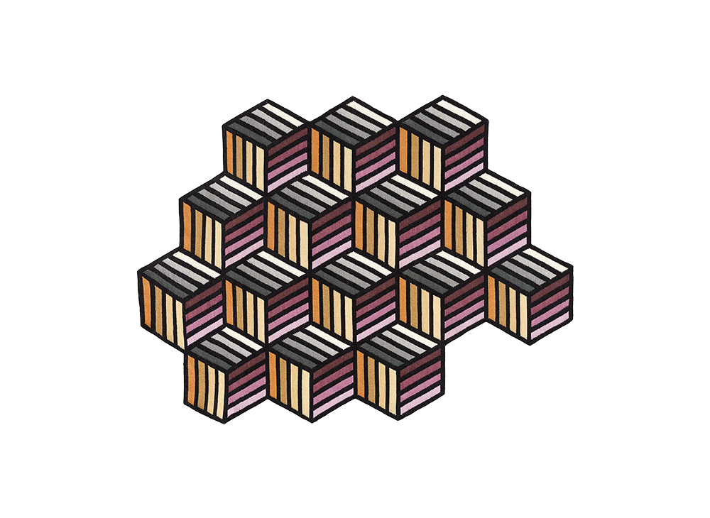 GAN Parquet Hexagon Rug, Size: 153 x 203 cm (5'x 6'8")