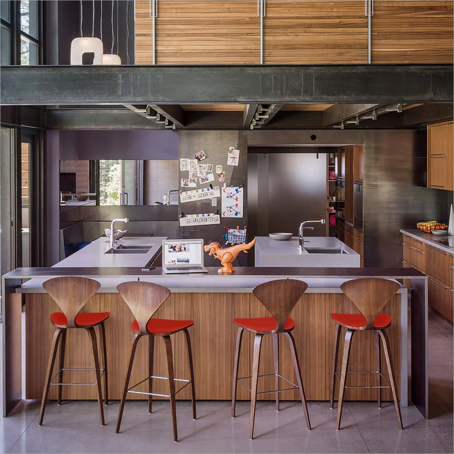 Cherner Wood Base Stool - with seat pad