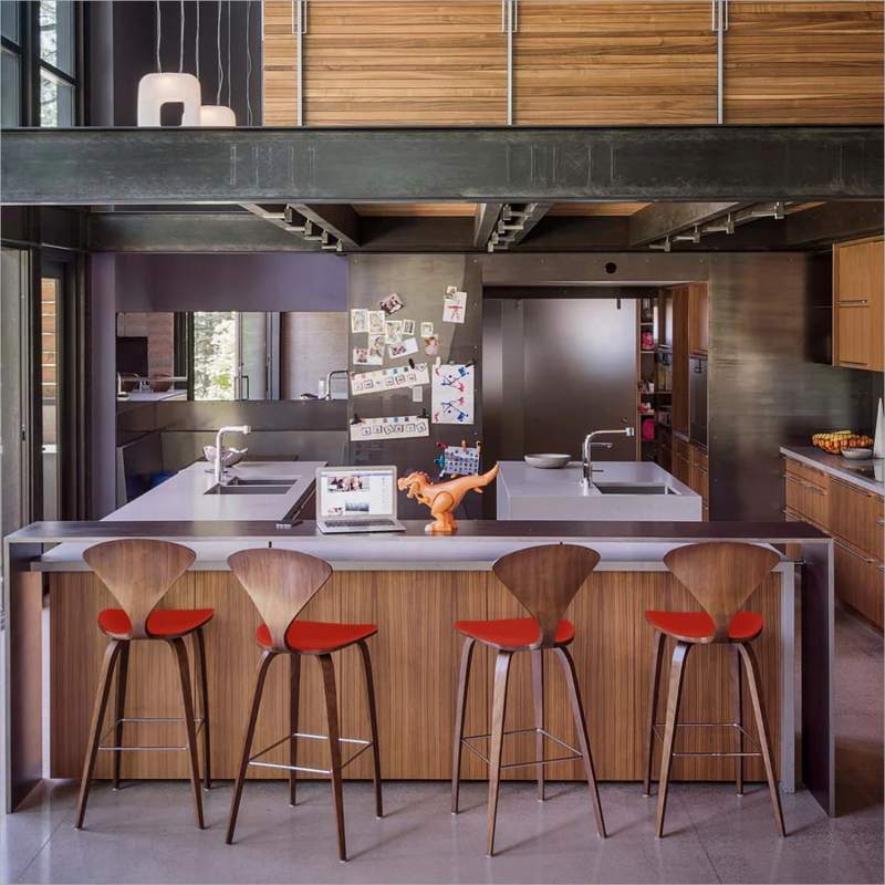 Cherner Wood Base Stool - with seat pad