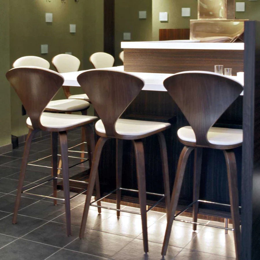 Cherner Wood Base Stool – with seat and back pads