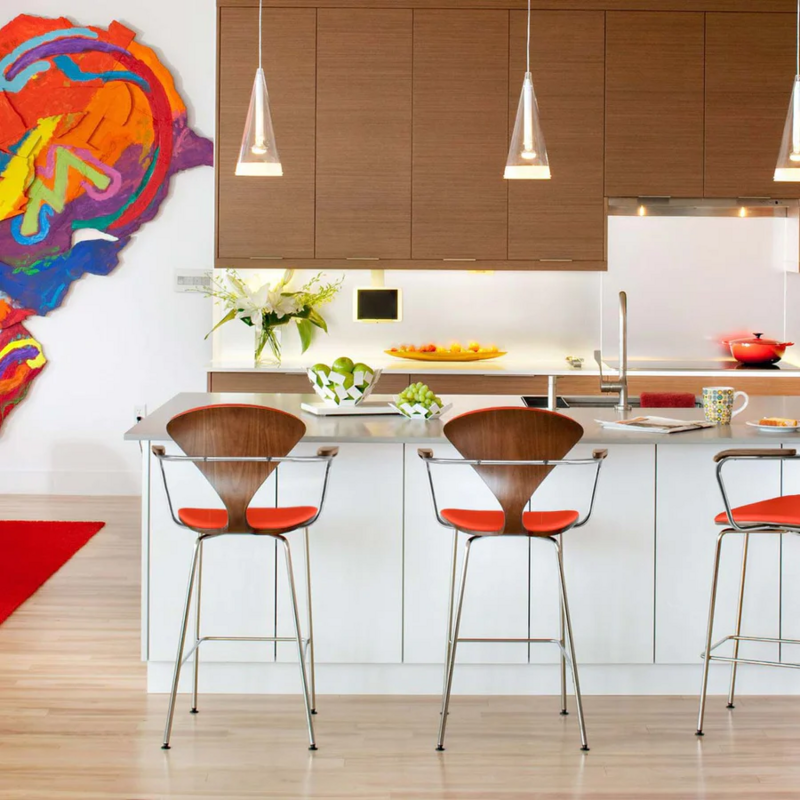 Cherner Metal Base Stool with Arms – with seat and back pads