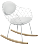 Magis Piña Rocking Chair, Model: Natural Ash, White upholstery