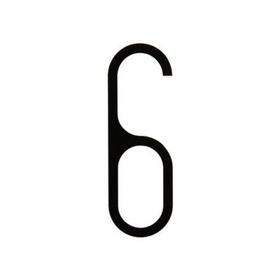 LIXHT House Numbers, Size: 8", Colour: Black, Number: 6