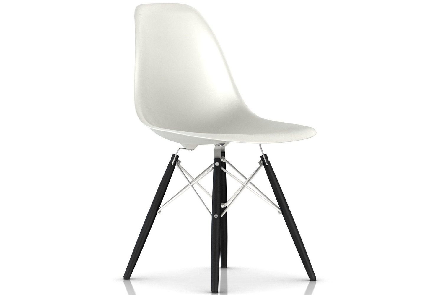 Herman Miller® Eames® Molded Plastic Side Chair Dowel Base, Seat and Back Finish: White, Base Finish: White