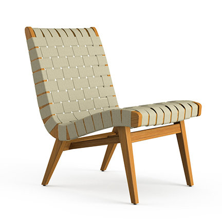 Knoll Risom Outdoor Lounge Chair, Webbing Colour: Antique Beige