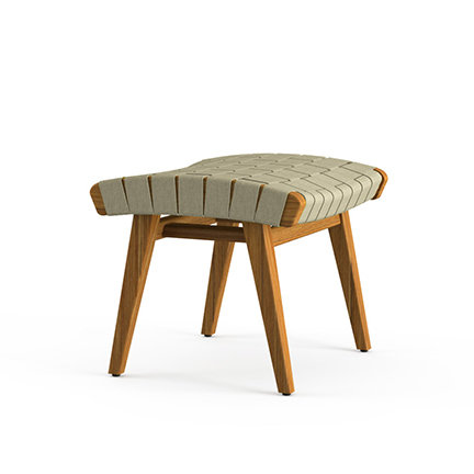Knoll Risom Outdoor Ottoman, Webbing Colour: Antique Beige