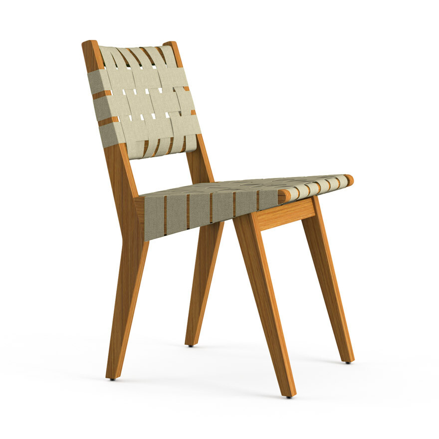 Knoll Risom Outdoor Side Chair, Webbing Colour: Antique Beige