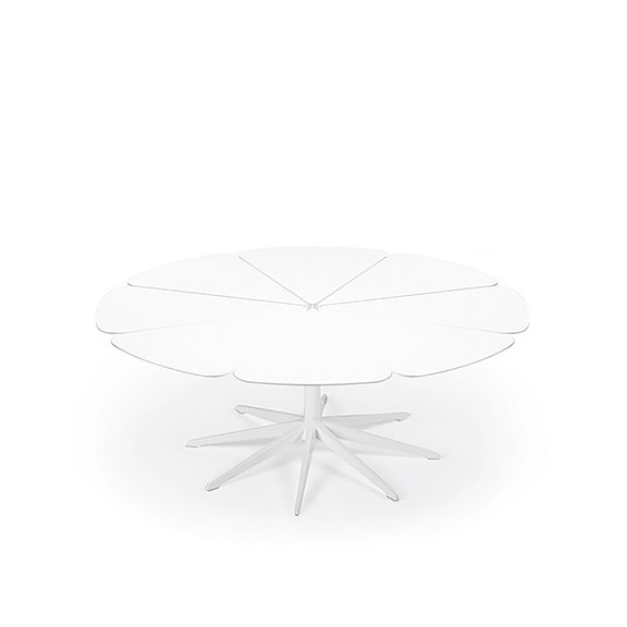 Knoll Petal Coffee Table, Base Colour: White, Top: White HDPE