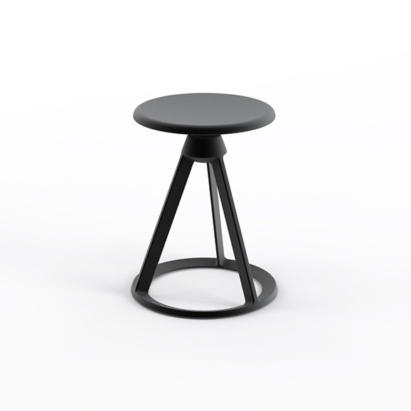 Knoll Piton™ Stool, Seat: Painted Aluminum, Height: Fixed, Base: Jet Black