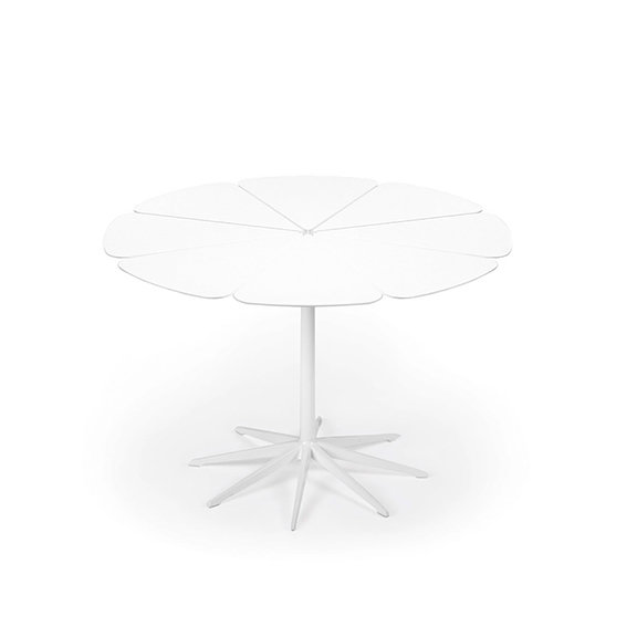 Knoll Petal Dining Table, Top: White HPDE, Base: White