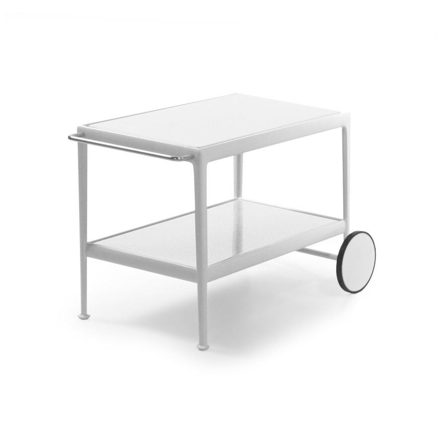 Knoll 1966 Serving Cart, Model: Porcelain White Top, White Base