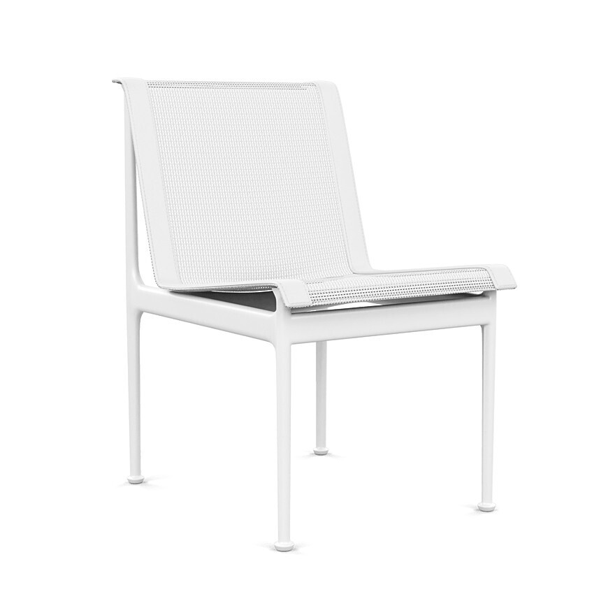 Knoll 1966 Dining Chair, Frame: White, Seat: White Strap, White Mesh, Model: Armless