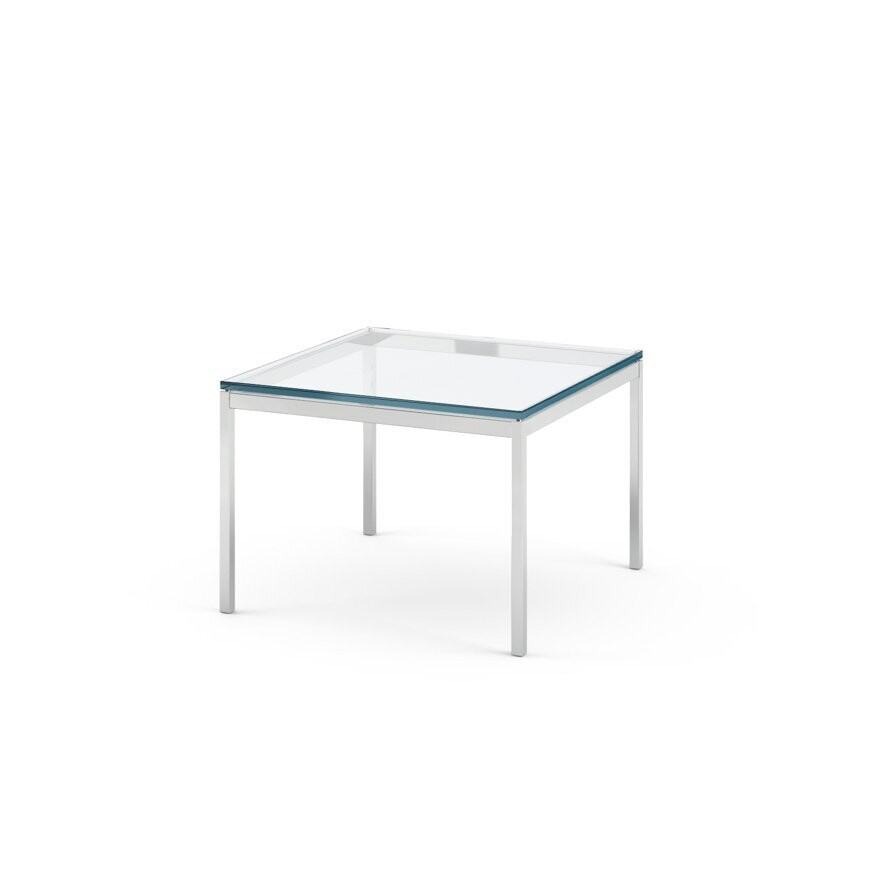 Knoll Florence Knoll Coffee Table, Top Finish: Clear Glass, Shape: Square, Base Finish: Polished Chrome