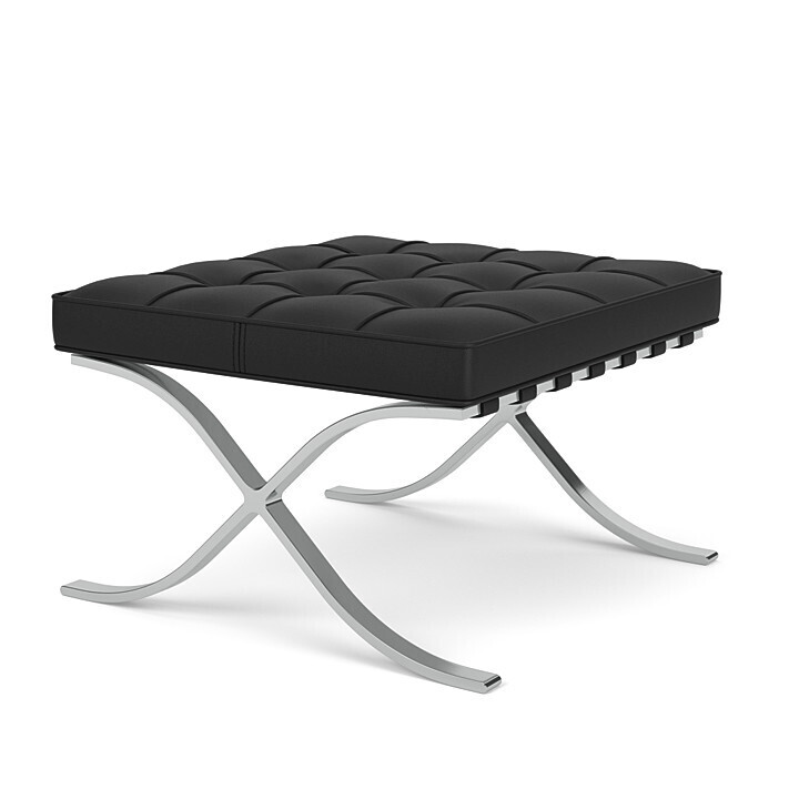 Knoll Barcelona Stool, Upholstery: Volo Leather, Black