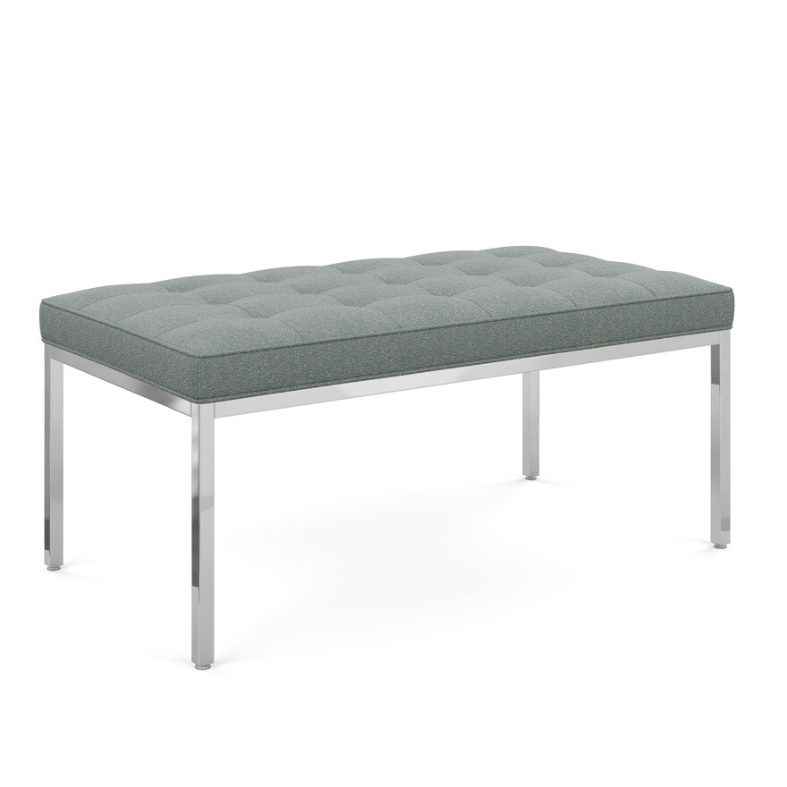 Knoll Florence Knoll Bench, Upholstery: Classic Boucle, Smoke, Seats: Two
