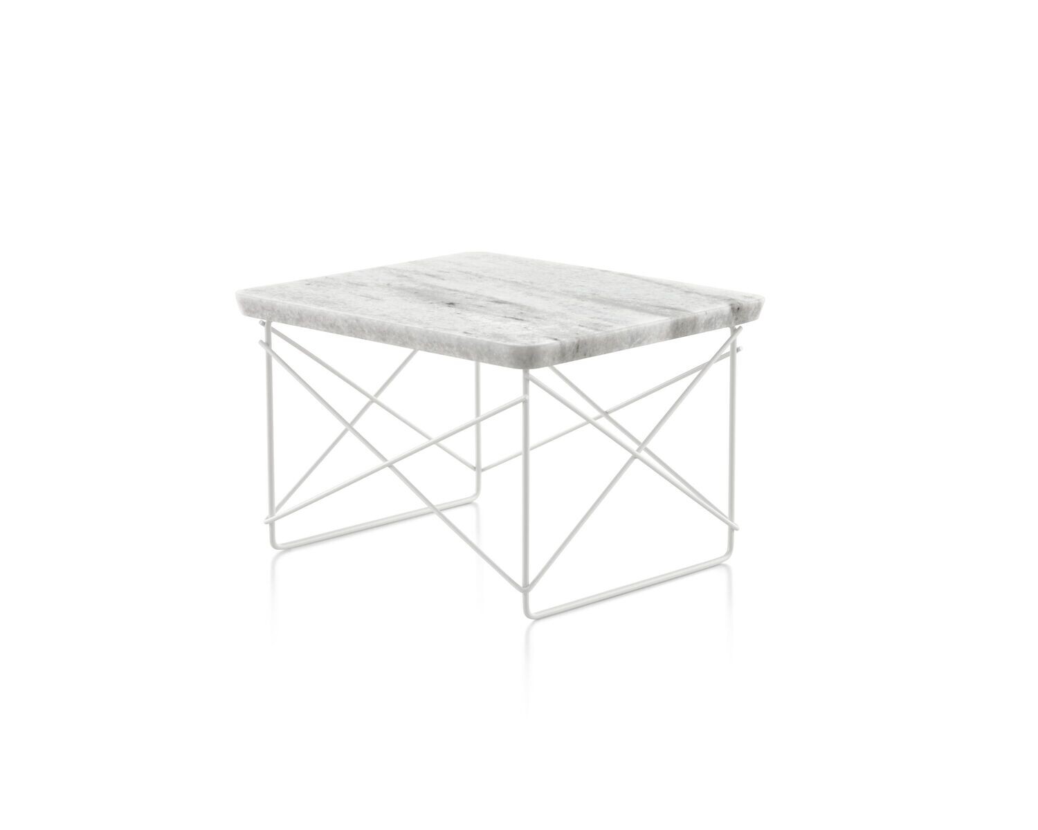 Herman Miller Eames Wire Base Low Table Outdoor, Configuration: Carrara Marble/White Frame