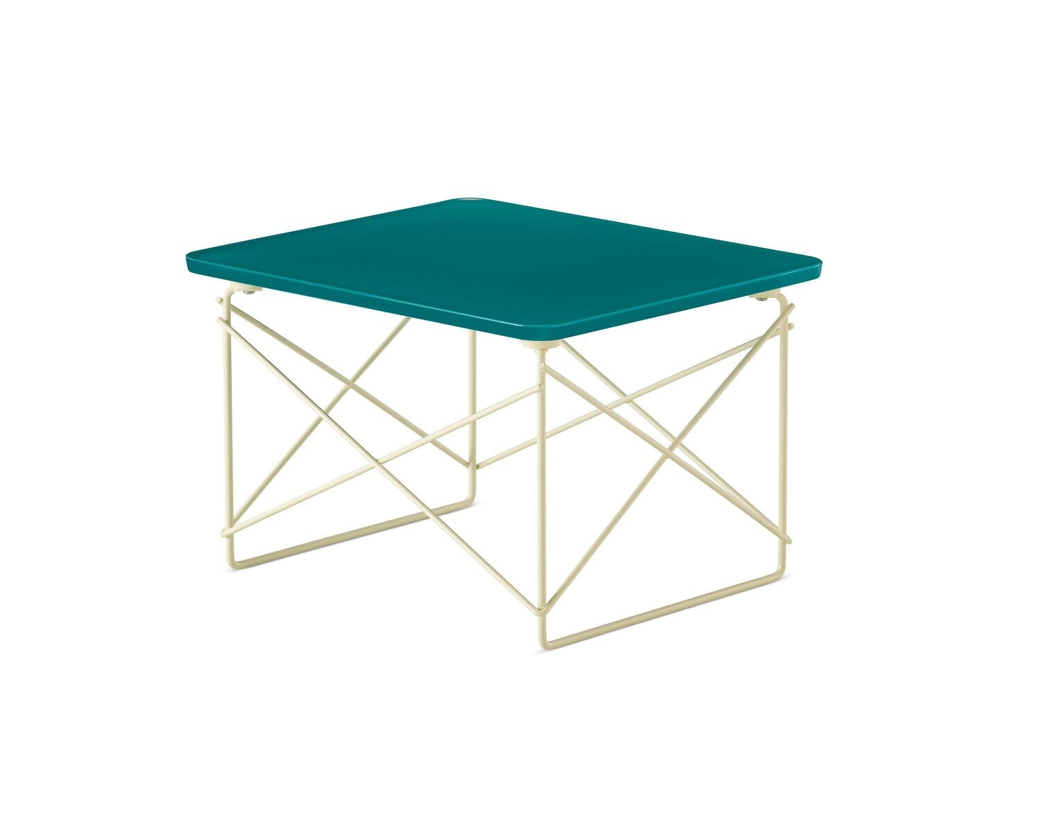 Herman Miller X HAY Eames Wire Base Low Table, Colour: Mint Green Top, Powder Yellow Base