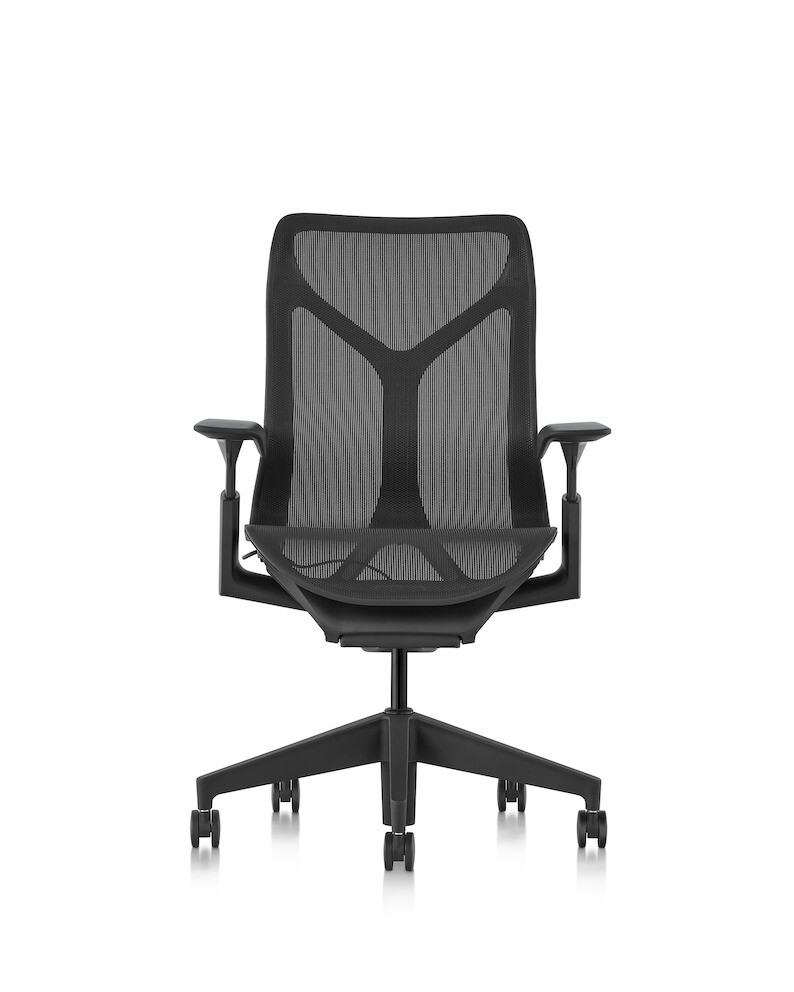 Herman Miller Cosm Chair, Mid Back Model, Frame/Chassis/Base, Fabric Colour: Graphite Frame/Chassis/Base, Graphite Intercept Suspension