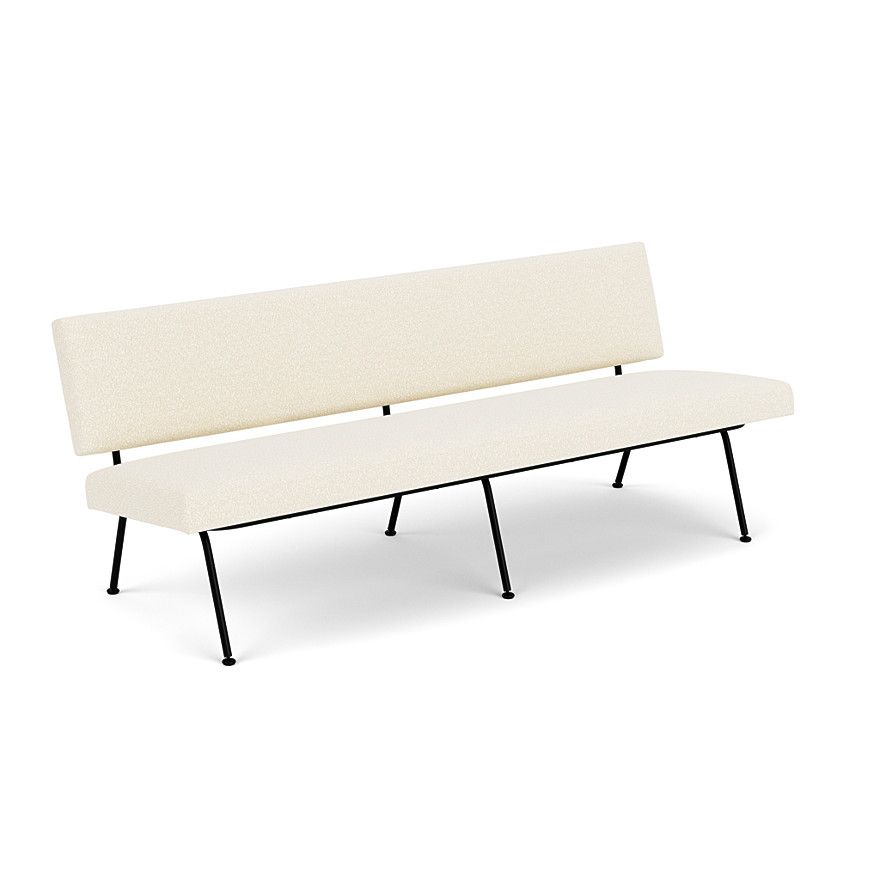 Knoll Florence Knoll™ Model 33 Sofa, Frame Finish: Black, Classic Boucle Fabric Colour: Pearl K162/1