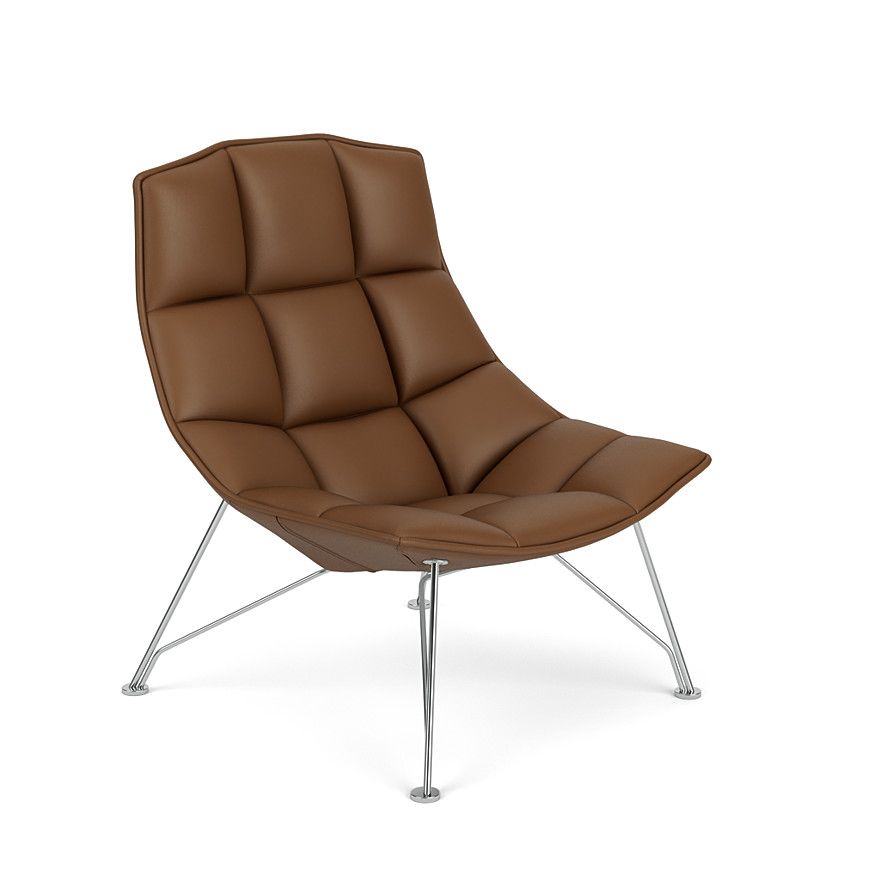 Knoll Jehs+Laub Lounge Chair, Base Finish: Polished Chrome, Leather U  Volo: Toast VO 0903