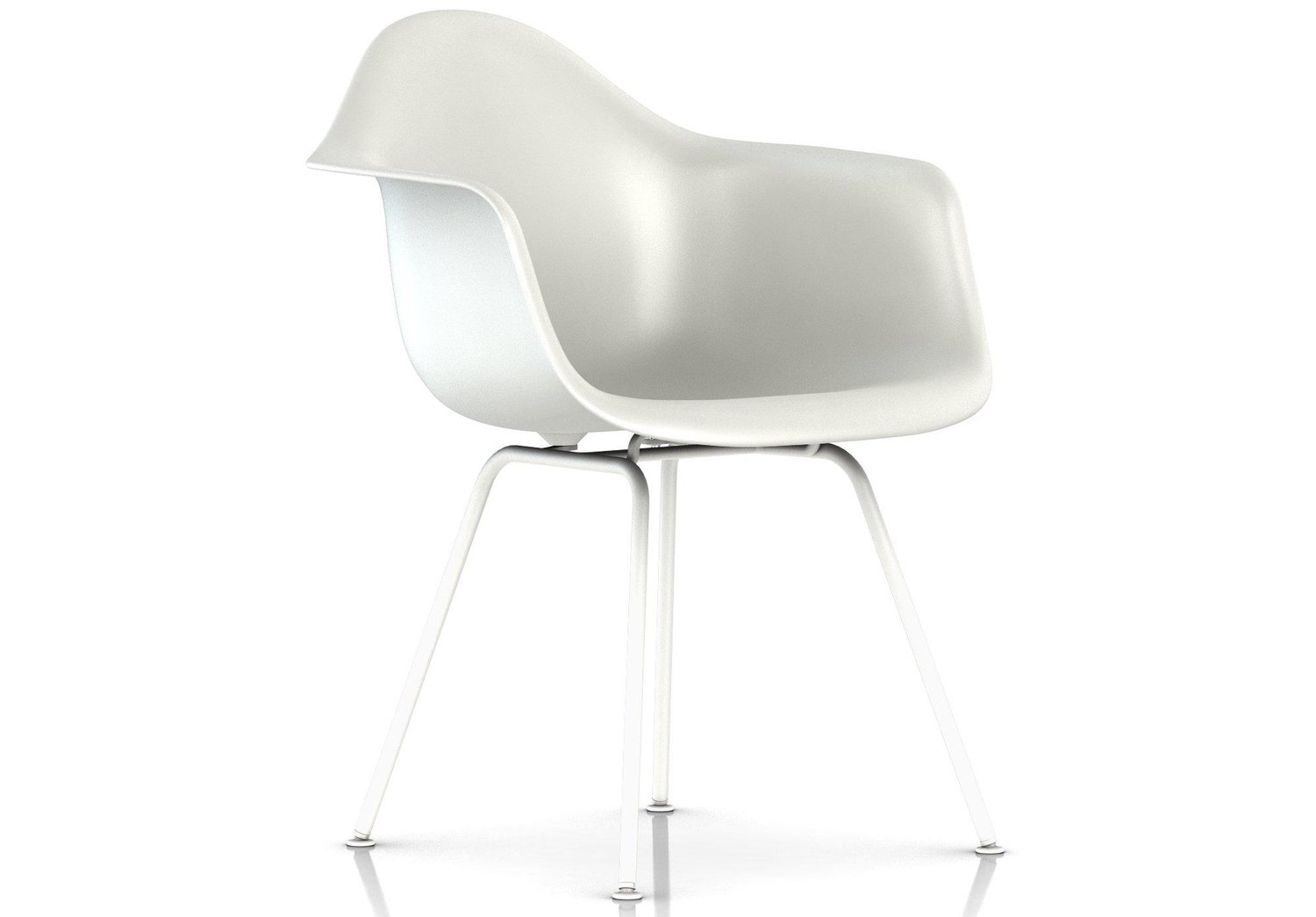Herman Miller® Eames® Molded Plastic Armchair 4-Leg Base, Seat and Back Finish: White, Base Finish: White