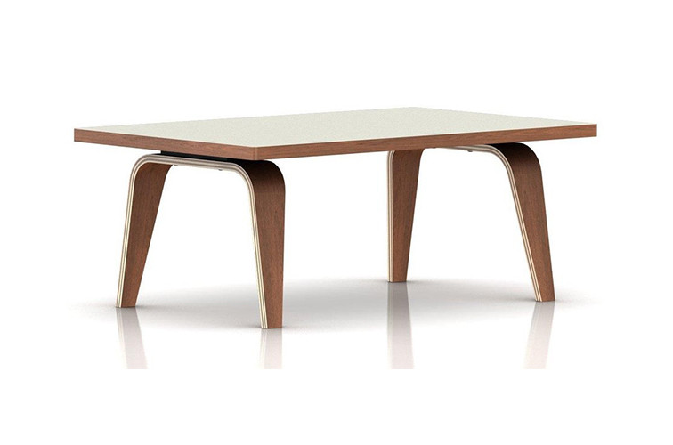 Herman Miller® Eames® Rectangular Coffee Table Laminate Top, Finish: White Laminate Top with Walnut Veneer Edge and Leg Finish, Width: 36" Wide