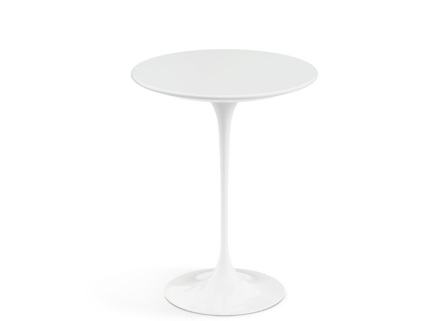 Knoll Saarinen Round 16" Side Table, Table Top: White Laminate, Size: 16", Base: White