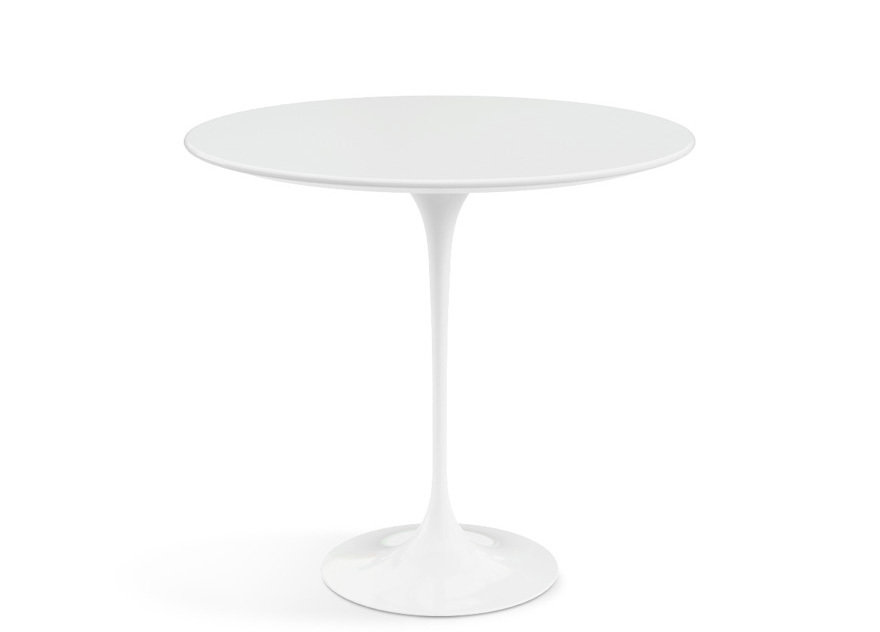 Knoll Saarinen 22" Oval Side Table, Table Top: White Laminate, Base: White