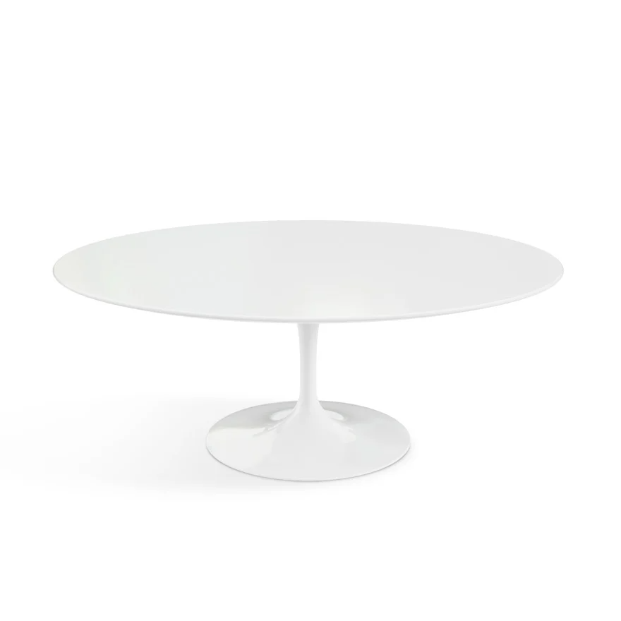 Knoll Saarinen 42" Oval Coffee Table, Table Top: White Laminate, Base: White