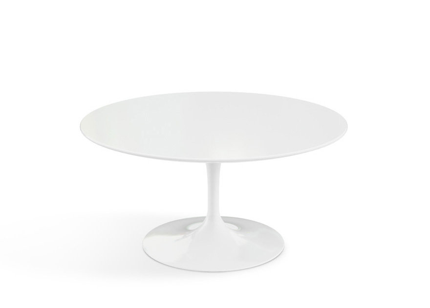 Knoll Saarinen 35" Round Coffee Table, Table Top: White Laminate, Base: White