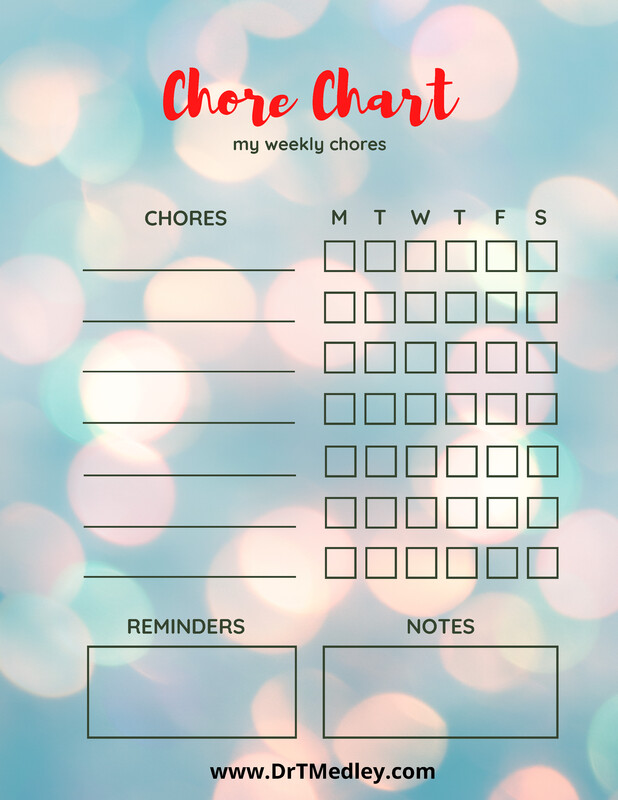 Child Chore Chart- colorful