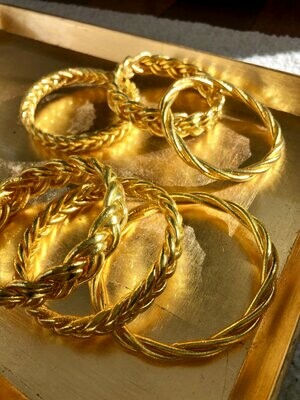 Jonc de temples bouddhistes double tresse - Gold