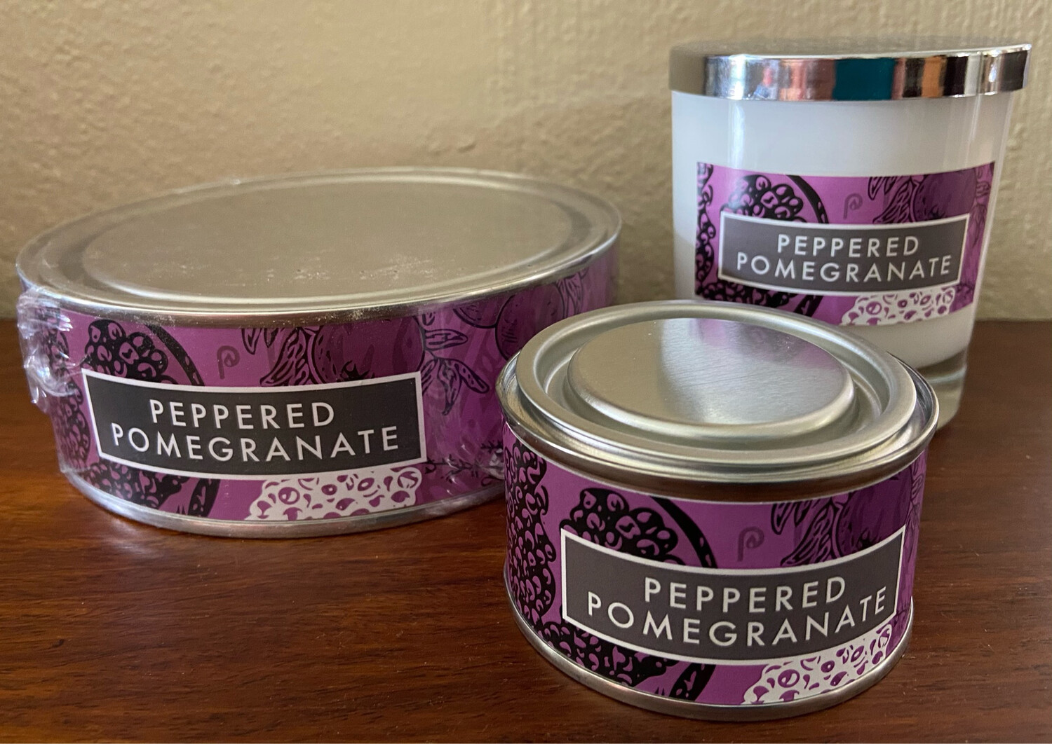 3 Wick Elements Tin Candle Peppered Pomegranate
