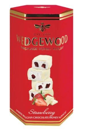 White Belgian Chocolate & Strawberry Handmade Honey Nougat Giftbox with 10 Bon Bons 140g