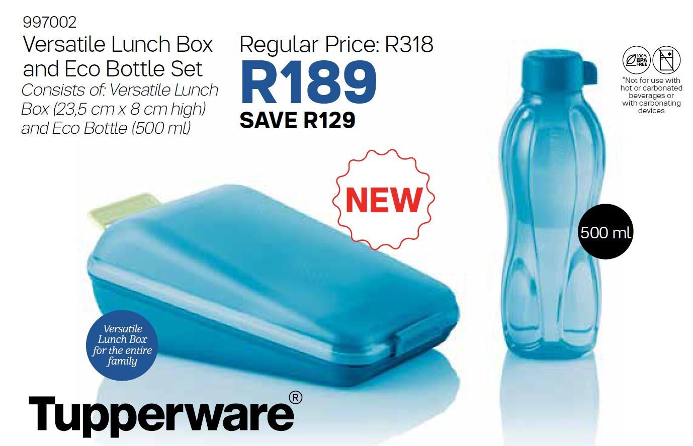 Versatile Lunch Box and Eco Bottle (500ml) Set