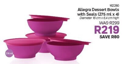 Allegra Dessert Bowls with Seals (275ml x 4)