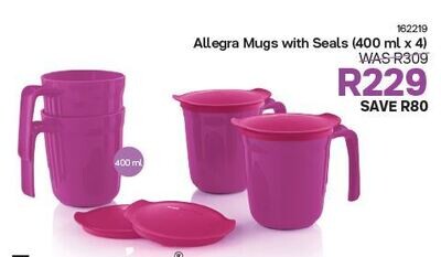 Allegra Mugs with Seals (400ml x 4)