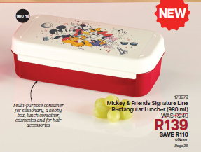Disney Mickey & Friends Signature Line Rectangular Luncher (980 ml)