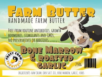 Handmade Salted Farm Butter 250g (Bone Marrow &amp; Roasted Garlic)