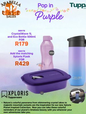 Pop in Purple (CrystalWave 1L, Eco bottle 500ml, Xploris FLask)