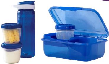 Bento Lunch Box 1.6lt + Hydrate+ Bottle (800ml) &amp; Smart Pods (200ml x 2) Blue