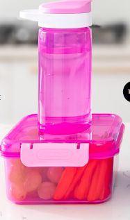 Munch on the go Square Lunch Box (1.15L) &amp; Hydrate+ Bottle (500ml) Pink