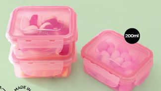 4 Side Lock Rectangle (200ml x 3) Pink