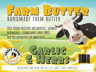 Handmade Salted Farm Butter 250g (Garlic &amp; Herb)