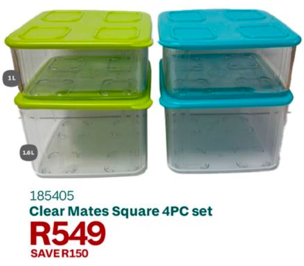 Clear Mates Square 1.04L(2), 1.6L (2) (Tropical Water/Salsa Verde)